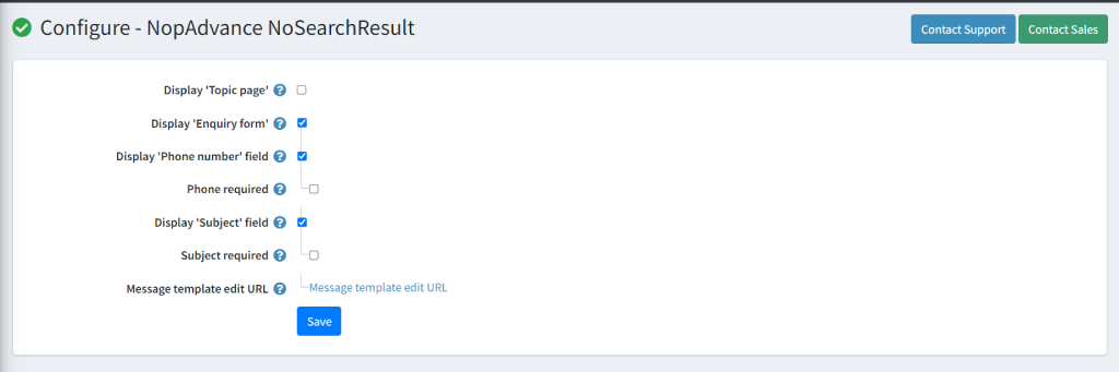 no search result configure 